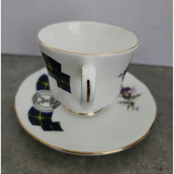 Duchess Bone China Cup & Saucer Scottish Tartan Gordon Clan England Blue Green - Picture 6 of 9
